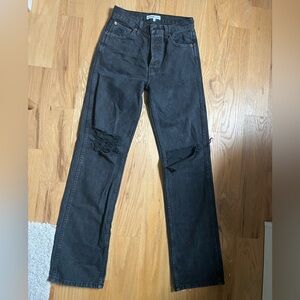Re/Done Black Straight Leg Jeans Distressed Modern